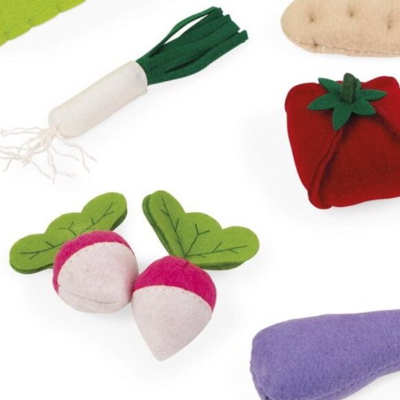 Janod Fabric Plush Basket with 8 Vegetables Shopping Toy New Sealed For Age 2-6 - Picture 8 of 13